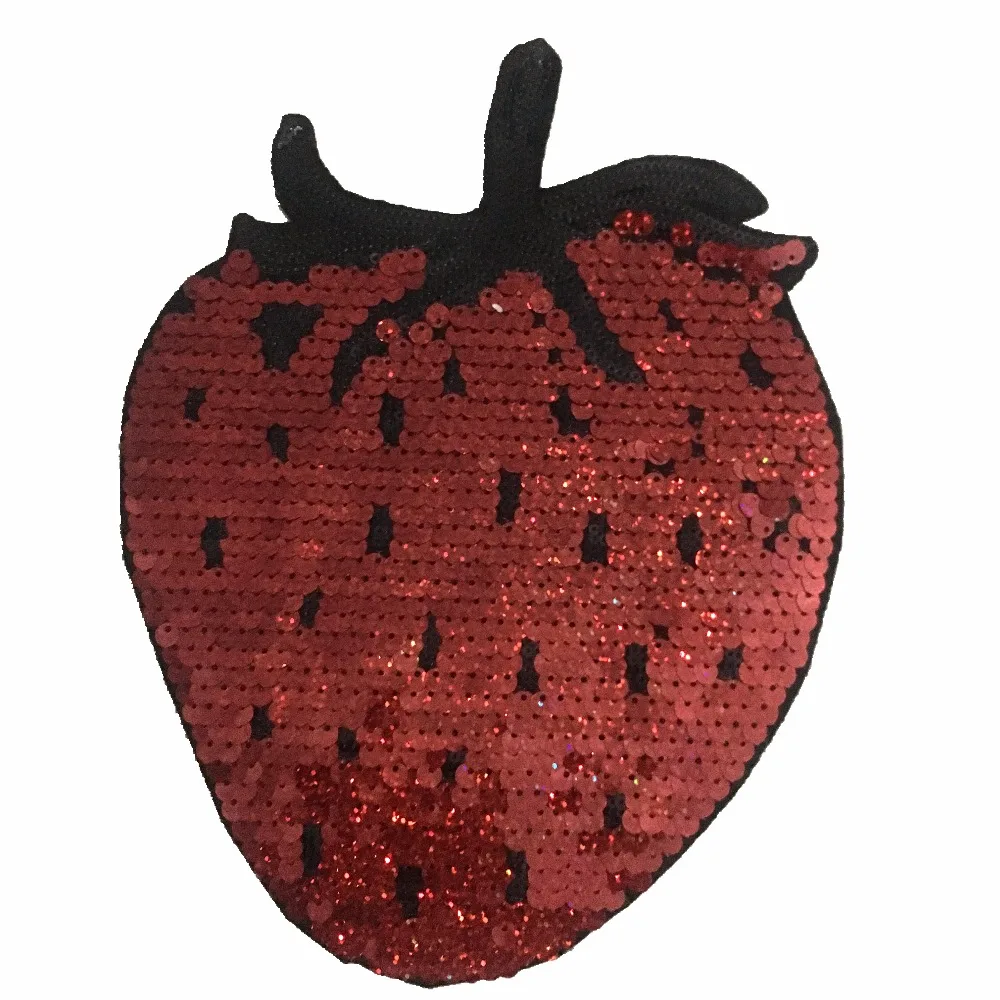 

2Pcs sequins patch Strawberry DIY clothes patches for clothing Iron-on embroidered patch motif beaded applique crafts sticker