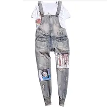 Джинсовый комбинезон, рваные карманы, комбинезон для женщин, Комбинезоны на лямках, джинсы для женщин, классические Узкие синие джинсовые штаны, комбинезоны