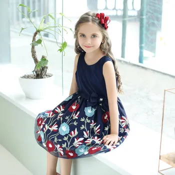 

CANDYDOLL Summer children's wear new girls dresses printed stitching children's princess dress flower dress