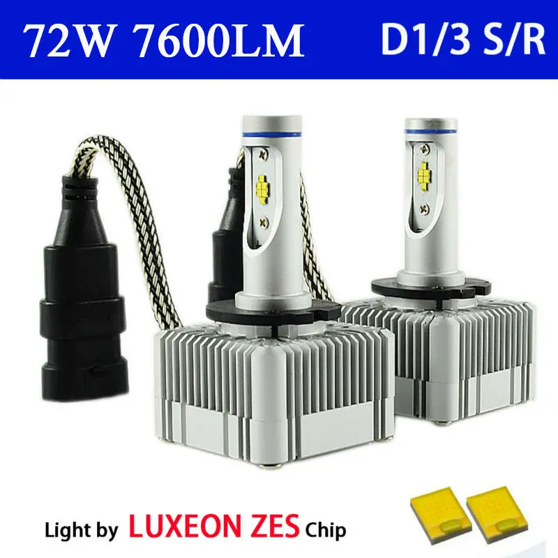 D1 D3 S/R светодиодный головной светильник Conversion Kit 6000K 72w фары для 7600Lm заменить Оригинальное D1S D3S D1R D3R лампа головного света 12V 24V высокое светильник низкая
