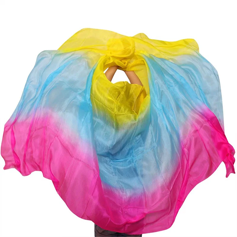 Шелковые Вуали для танца живота, чистый танцевальный шарф для танца живота, шелковые вуали для выступлений на сцене - Цвет: as picture
