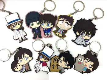 

8pcs/lot Detective Conan Anime keychain Jimmy Kudo Kaltou Kiddo Hattori Heljl Kazuha Ran Rubber strap/mobile phone charms G43
