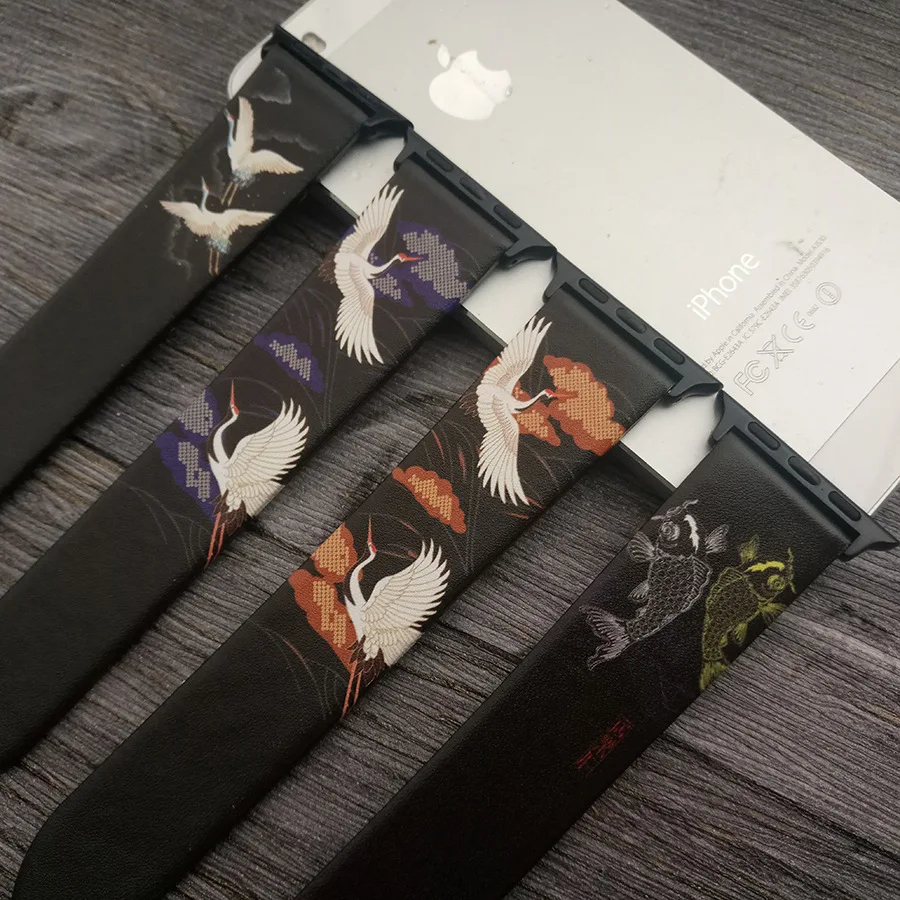 Для Apple Watch серии 4 3 2 40/44 мм Натуральная кожа живопись Стиль часы ремешок для