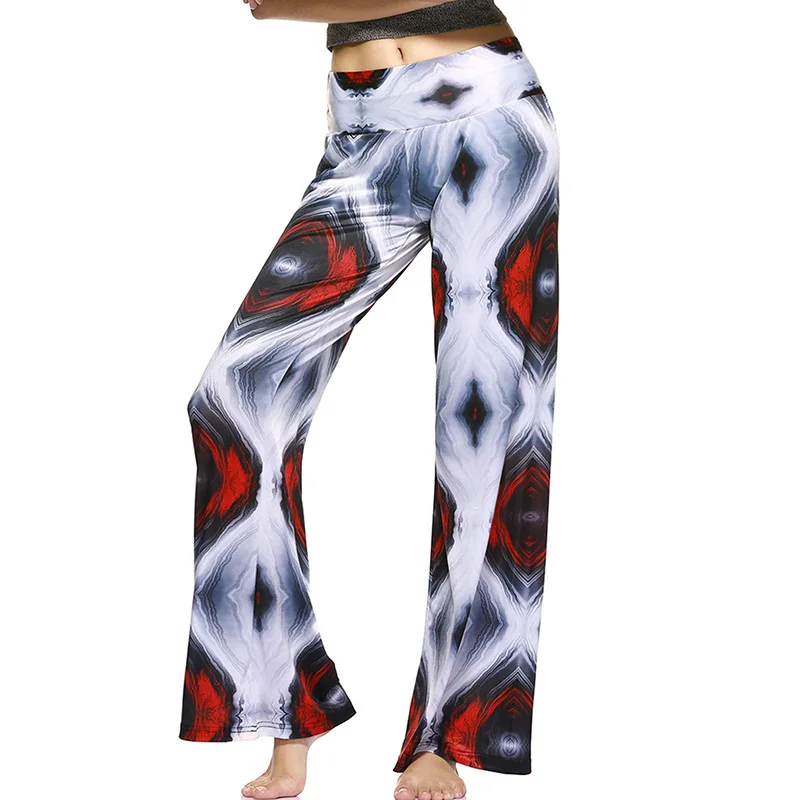 

Summer retro style thin multi-color printing horn wide leg pants casual trousers free shipping