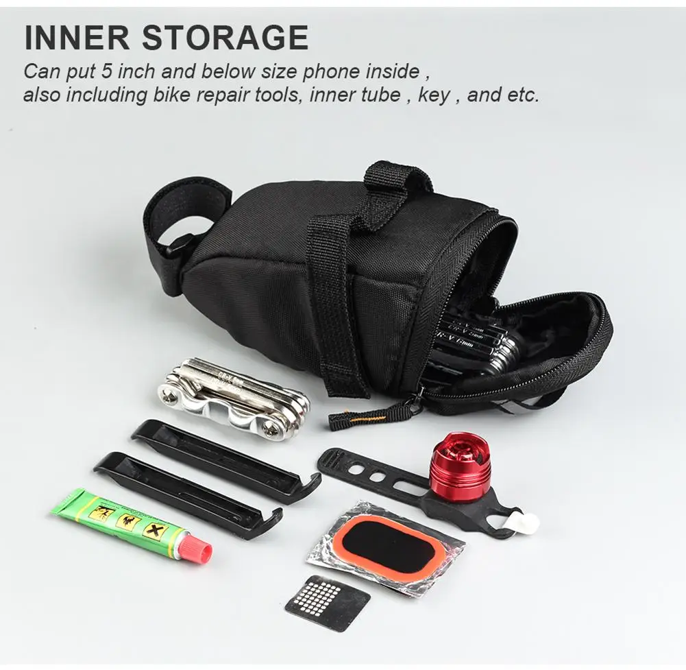 Bicycle Bag Bike Saddle Bag Waterproof Seatpost Storage Pouch Cycling Tail Rear Bag MTB Road Bike inner tube kit Case