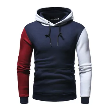 

Men Drawstring Hoodies Pullover Streetwear 2020 Autumn New Personality Fashion Casual Sleeve Patchwork Sweatshirt Hoodie Coat