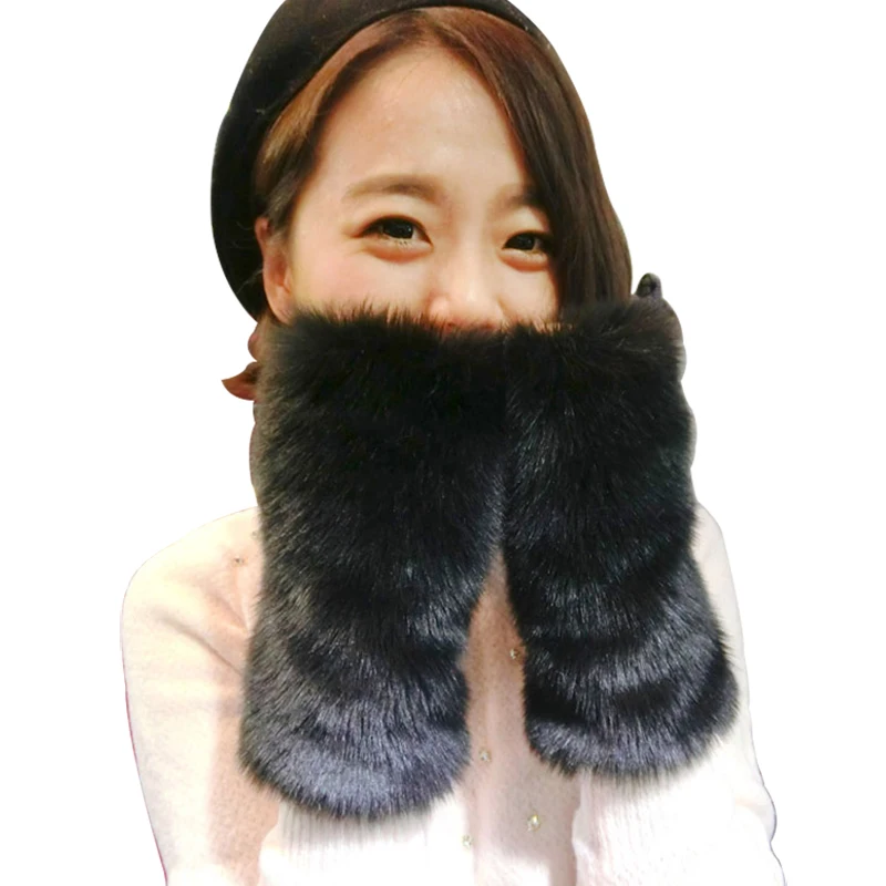

Winter Faux Fur Half-Finger Gloves Long Cuff Imitation Rabbit Hair Womens Fingerless Gloves Fashion Lovely Outdoor Warm Gloves
