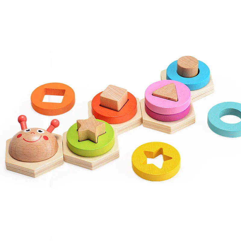 

Colorful Wooden Caterpillar Blocks Toys Kids Learning Educational Didactic Baby Development Toys For Children Montessori Gift