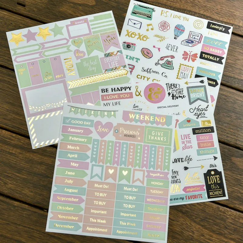 

Happy Unicorn Foil Gold Paper Planner Stickers Booklet for Scrapbooking Happy Planner/Card Making/Journaling Project