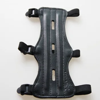 

8.5*22*6.3cm Black Cow Leather Shooting Hunting Archery Arm Guard 3 Strap Protective Gear