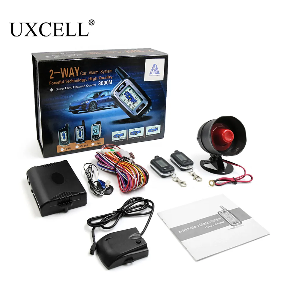 UXCELL 2 Way Car Alarm Vehicle Security System Pager LCD Remote Control Keyless Entry