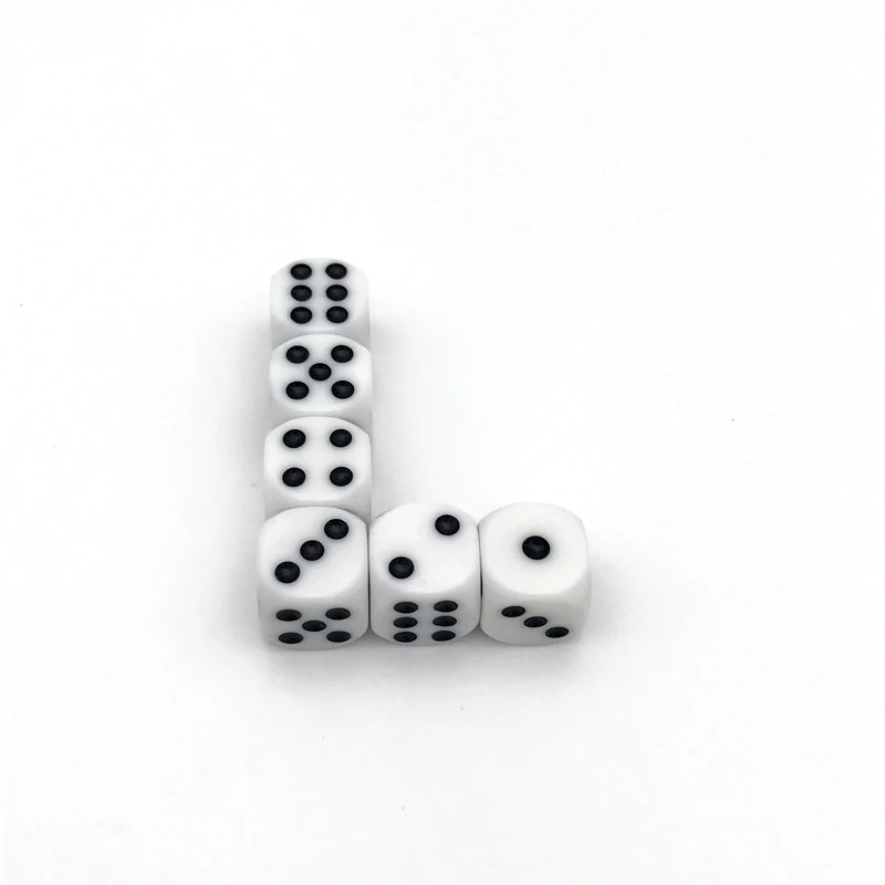 New Hot 20Pcs/Lot 16mm Dice Points Acrylic White Dice Hexahedron Rounded Corners Black dot Dungeons and Dragon Game Rpg Dice Set