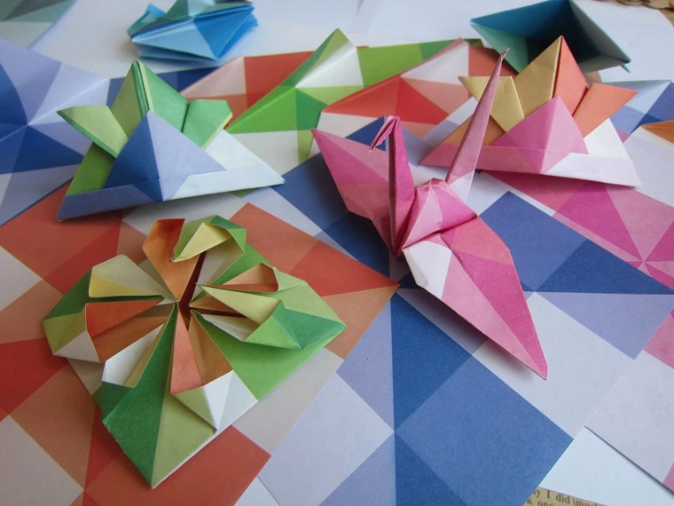 72PCS/LOT Grid lines 2 sides printing Origami craft Folding paper