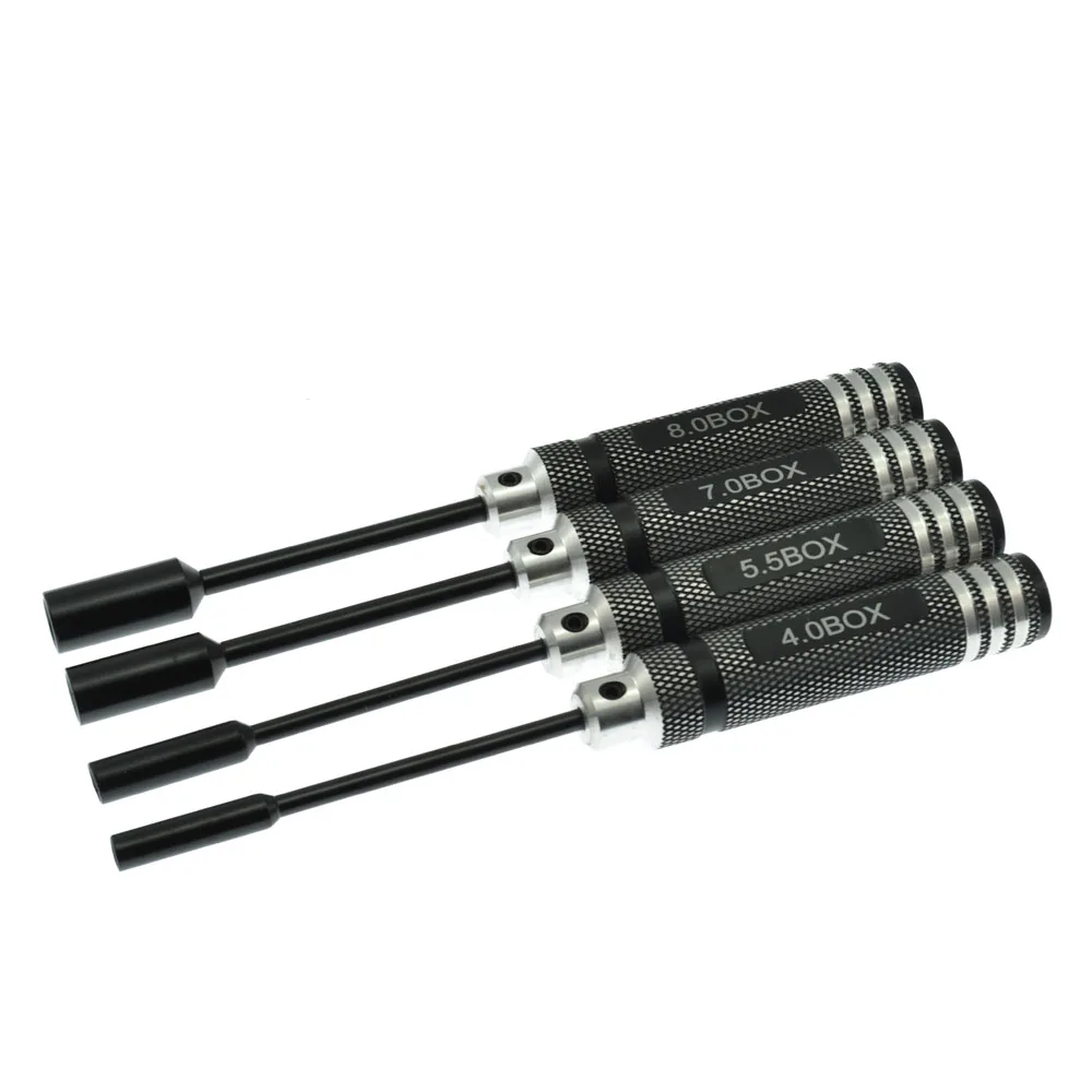 

4pcs Hex Key Socket Spanner Screwdriver Wrench Tool Set for RC Helicopter Car Boat Model DIY (black)