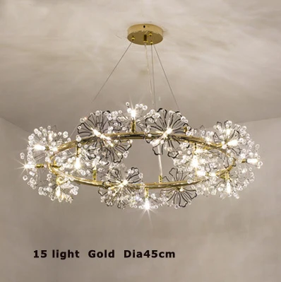 15light gold G4 светодиодный современный подвесной светильник из нержавеющей стали с кристаллами черного золота. Подвесной светильник. Подвесной светильник Lamparas De Techo для фойе - Цвет корпуса: 15light gold