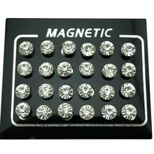 Jesteś in brinco redondo cristal strass, brinco unissex magnético 12 par/lote 4/5/6/7mm fecho de orelha falsa magnético, joias