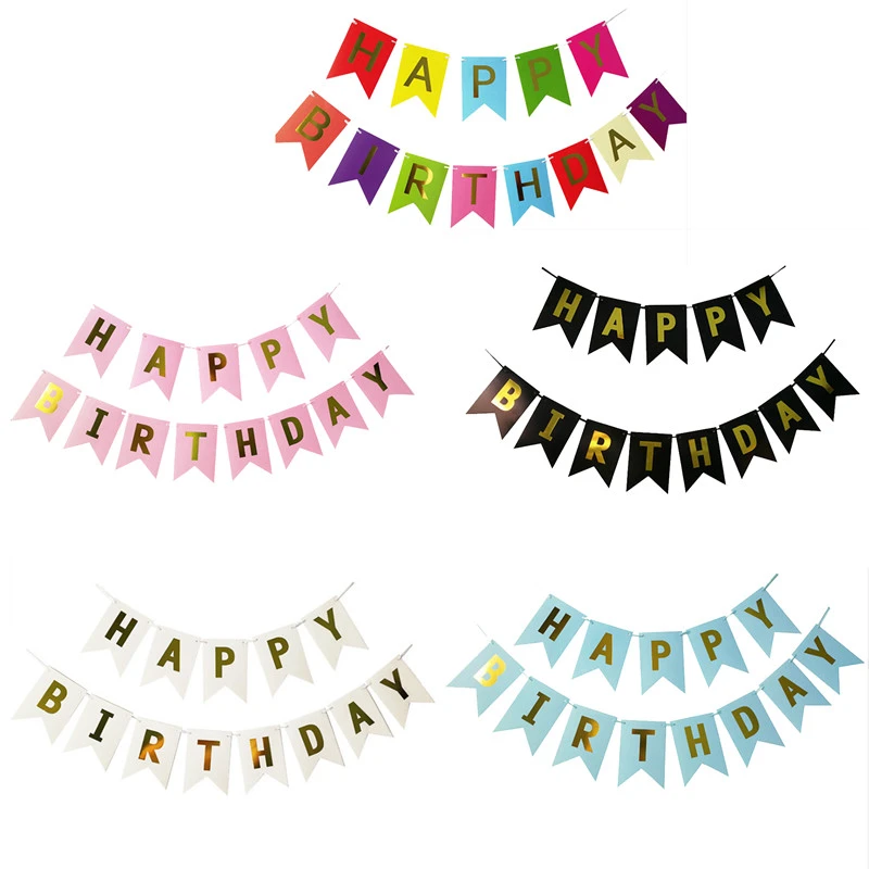 Happy Birthday Party Decoration Banner Garland Photo Prop Hanging Bunting Flag Happy Birthday Party Decoration Banner Garland Photo Prop Hanging Bunting Flag