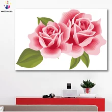 DIY Раскрашивание картины по номерам с двумя розовыми розами простой стиль Картина Рисунок Живопись по номерам оформлена дома