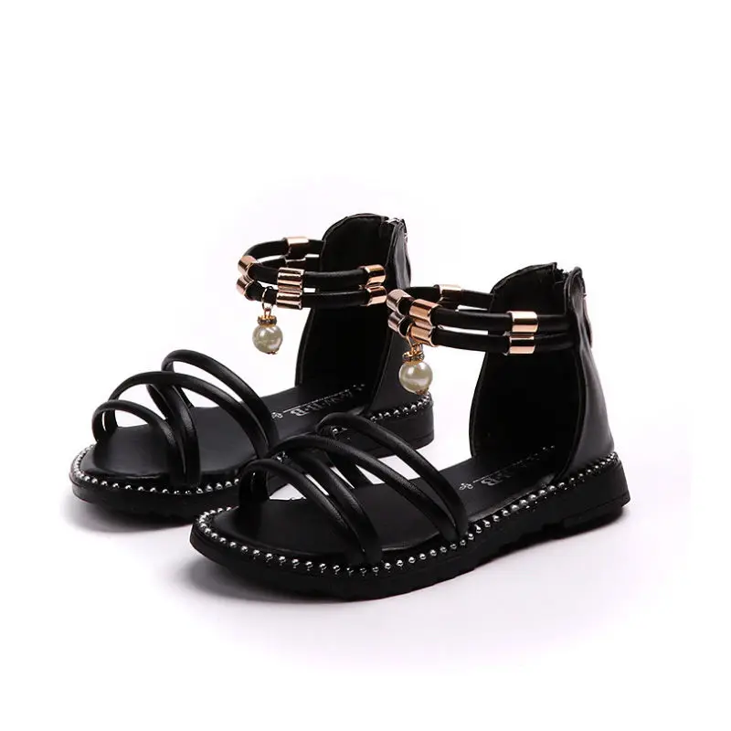 

summer girl's shoes baby girl's sandals anti-skid children summer shoes 2-18 years old rubber outsole princess pearl sandals