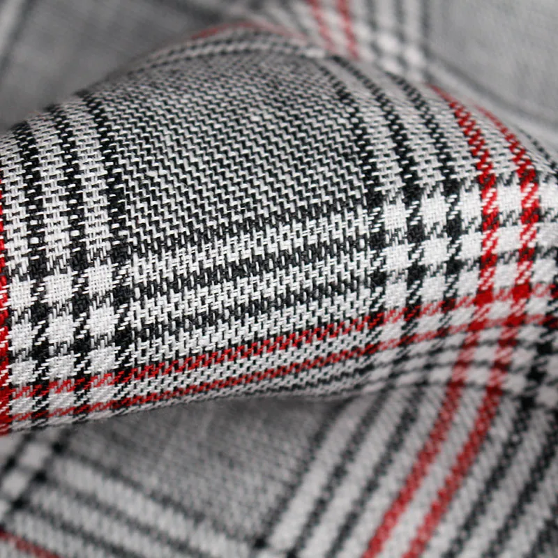 Перламутровый шелк 150 см ширина красная линия серый плед пряжа окрашенная лен материалы для одежды весенние костюмы DIY Одежда ткани