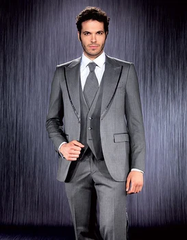 

New Arrival 3 Suit Style For Man Clothes Wide Peaked Lapel Groom Tuxedos Groomsman Suit Custom Made Man Suit(jacket+Vest+pants)