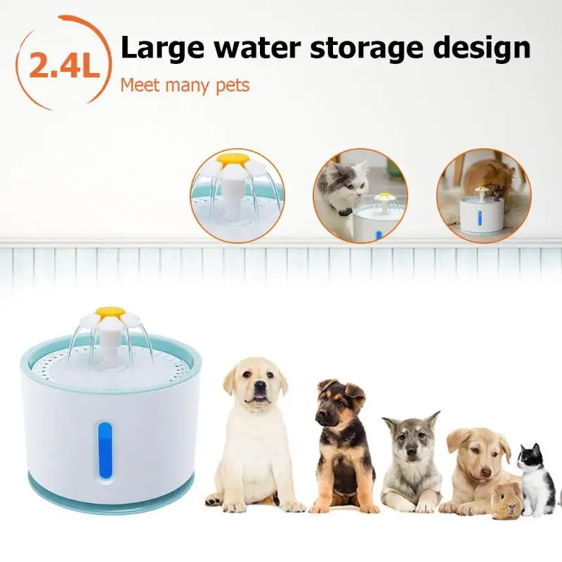 Автоматическая кошка собака USB Электрический фонтан воды 2.4L дозатор напитков Pet чаша дозатор питьевой воды
