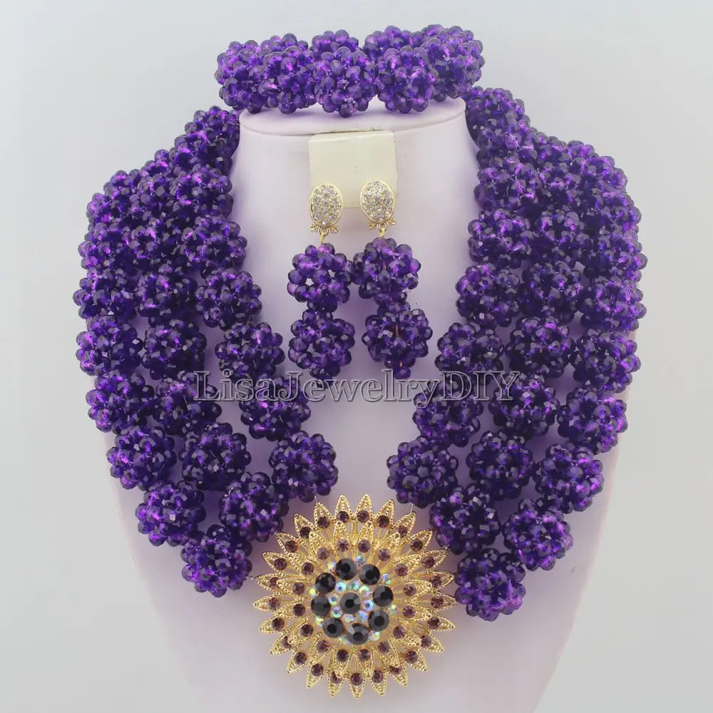 

Popular African Crystal Beads Jewelry Sets Nigerian Wedding Beads Jewelry Set HD3658