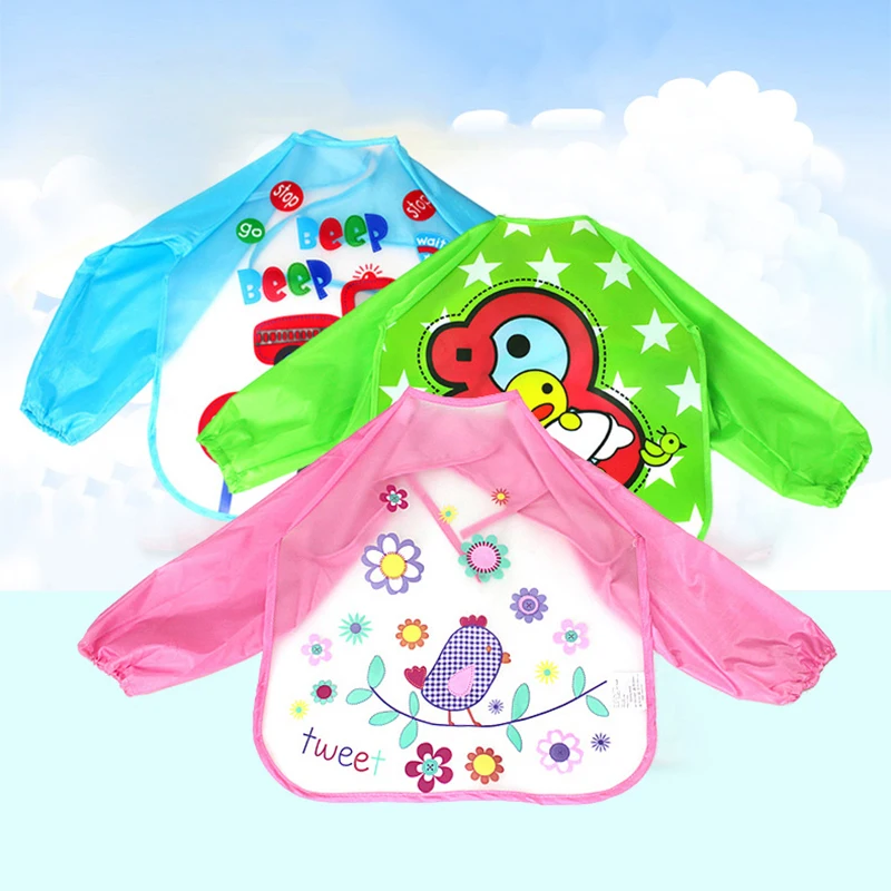 Детский нагрудник из ЭВА милый водонепроницаемый с длинным рукавом мультяшный