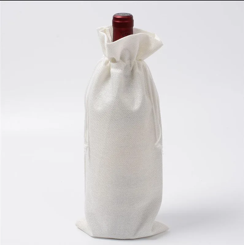 Золотая винная бутылка из джута мешок на шнурке 15x35 см Упаковка из 20 шампанского оливковое масло льняная подарочная упаковка