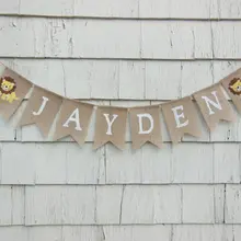 Пользовательские Лев слон лошадь сафари животные ребенок душ день рождения мешковины баннеры детская комната тканевые гирлянды фото реквизит знаки