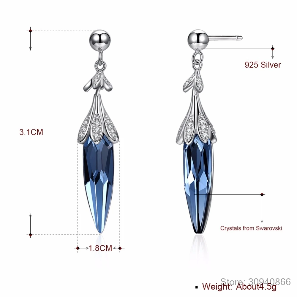 Серьги LEKANI с кристаллами Swarovski для женщин, 925 пробы, серебряные серьги в форме Чили, вечерние серьги-подвески с кристаллами