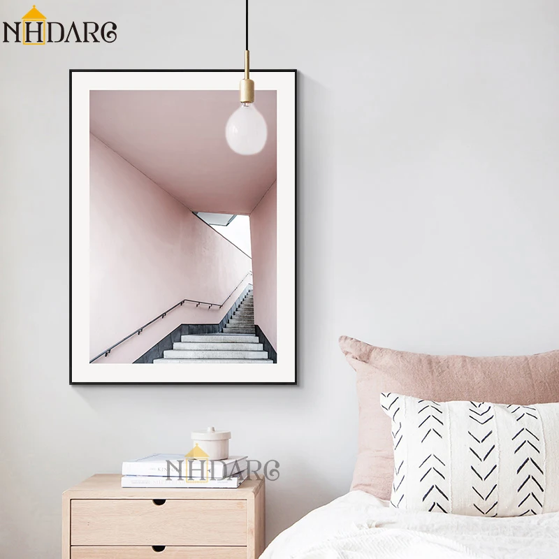 

NHDARC Canvas Printings Poster and Painting Art Home Decoration Modern Fashion Pink Photographic Architecture Wall Picture 00787