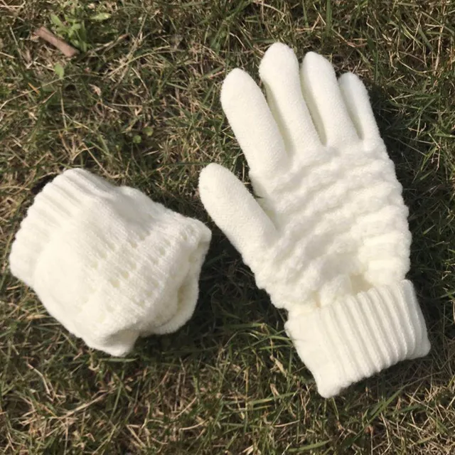 Miya Mona Hot Selling New Women Warm Winter Knitted Full Finger Gloves Mittens Girl Female Solid Woolen Gloves Screen Luvas -