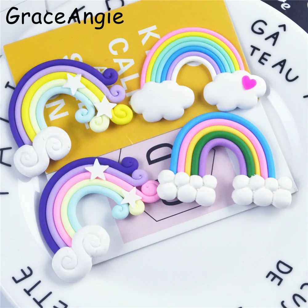 GraceAngie 10 шт. разноцветный Полимерная глина Радуга случайный мультфильм чехол для