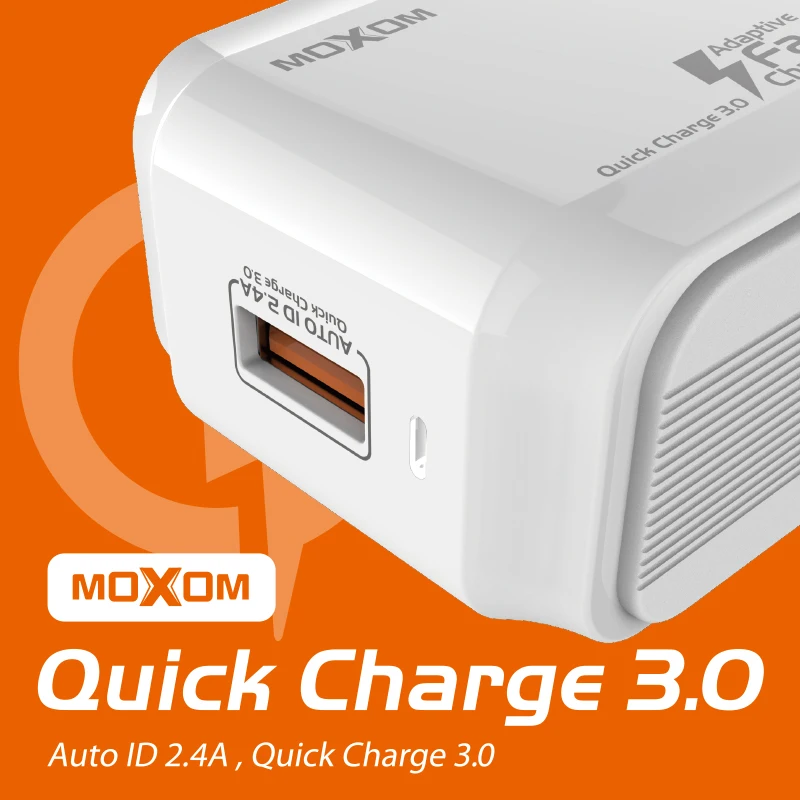 

MOXOM Quick Charge 3.0 USB Charger QC3.0 QC Fast Charging UK EU Plug Adapter Wall Mobile Phone Charger For iPhone Samsung Xiaomi