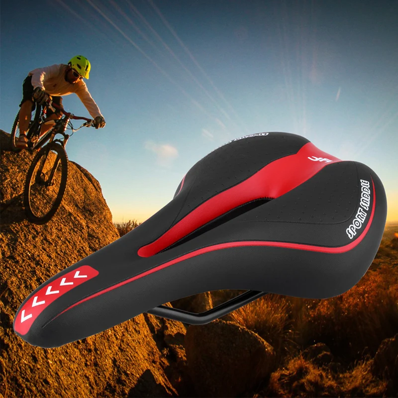 

Bicycle Seat Reflective Shock Bicycle Saddle Absorbing Hollow Mountain Bike Seat PVC Bicycle Accessories Fabric Soft Cycling