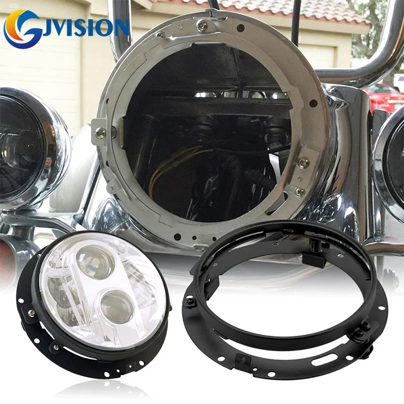 7'' INCH Black Round Headlight Ring Mounting Bracket for harley Davidson Dyna Heritage Softail