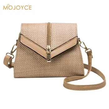 

Women Summer Rattan Bag Handmade Woven Beach Handbag Women Zipper Small Crossbody Bags Bohemia Shoulder Bag New Fashion