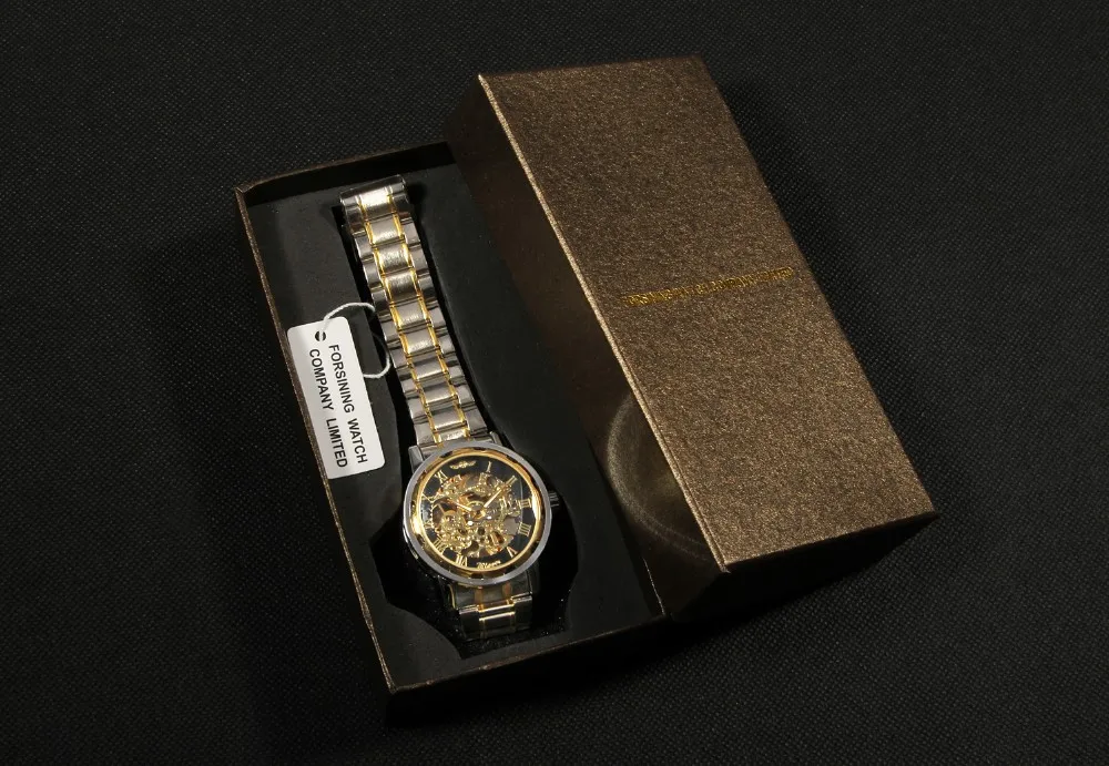Winner Luxury Brand Men Mechanical Skeleton Leather Strap Self-Wind Watch