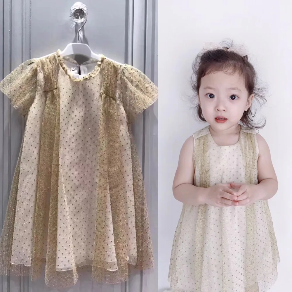 

2019 New summer baby girls Princess Dress shining party dress soft mesh summer baby girls dress high quality girls costume