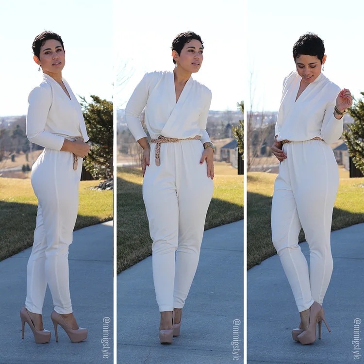 women's long sleeve white jumpsuit