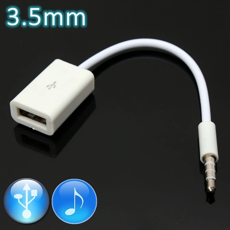 Автомобильный MP3 AUX 3 5 мм штекер аудио разъем к гнезду USB 2 0 преобразователь