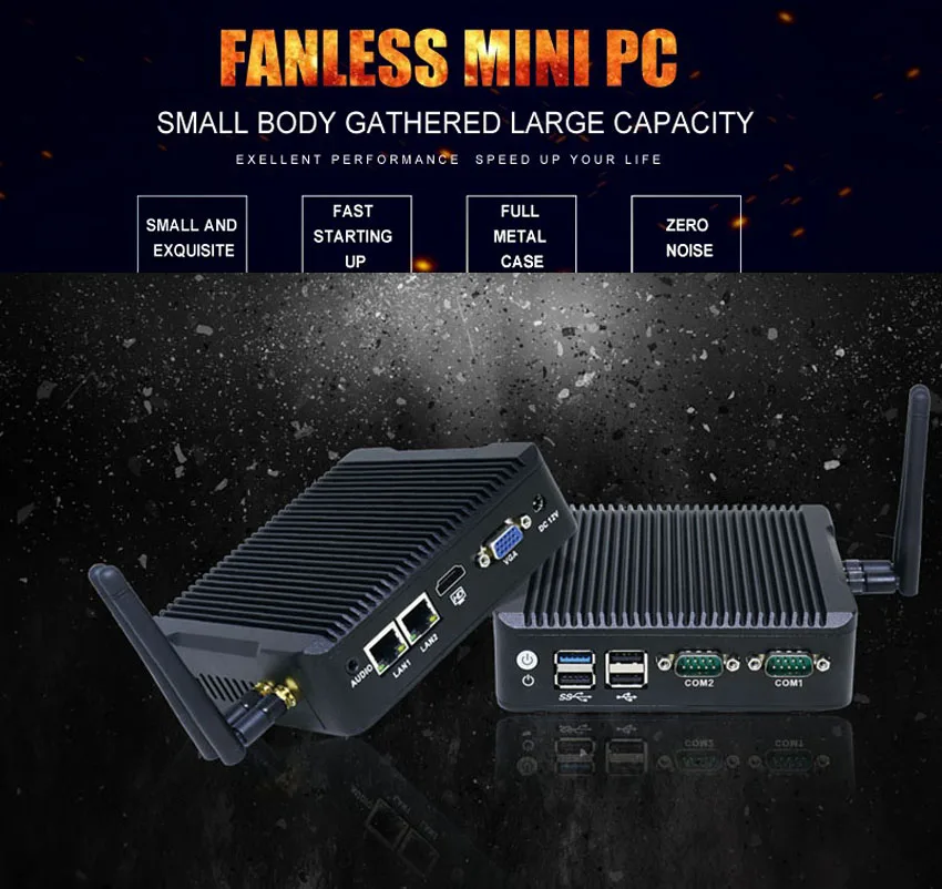 Palm компьютер Celeron J1900 4 ядра Mini PC Windows 7 2Com или 1COM неттоп тонкий ПК Intel HD Графика NUC Desktop плюс HDMI VGA