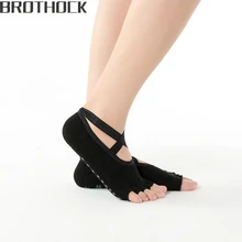 Прямая с фабрики, новые носки для йоги из чесаного хлопка, женские танцевальные носки для йоги с пятью пальцами, спортивные носки-тапочки для йоги, женские нескользящие носки