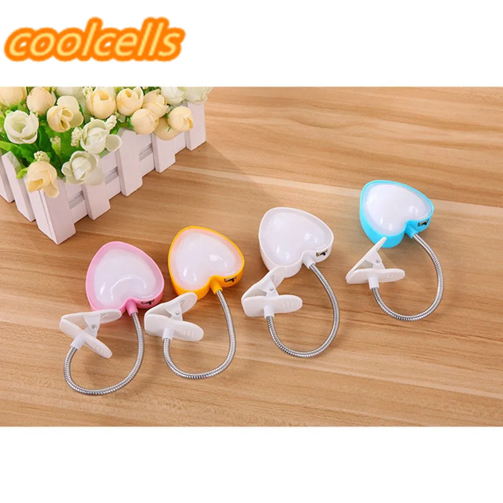 

Mini LED Clip Reading light Heart Portable Travel Lamp Book lights Indoor Lighting Booklight Flexible Clip-on Book Reader