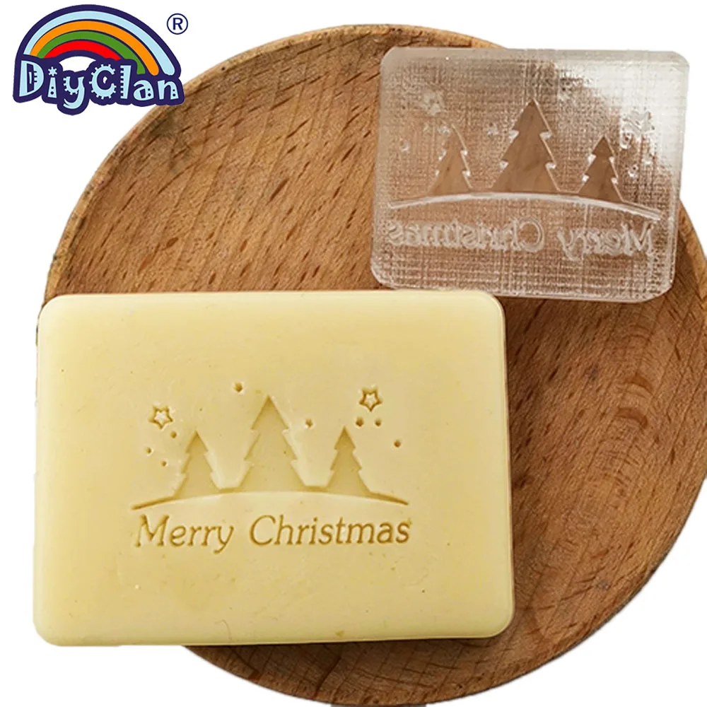 

Merry Christmas Handmade Resin Soap Making Stamp Xmas Tree Clear Natural Organic Stamps Glass Soap Chapter Acrylic Chapters