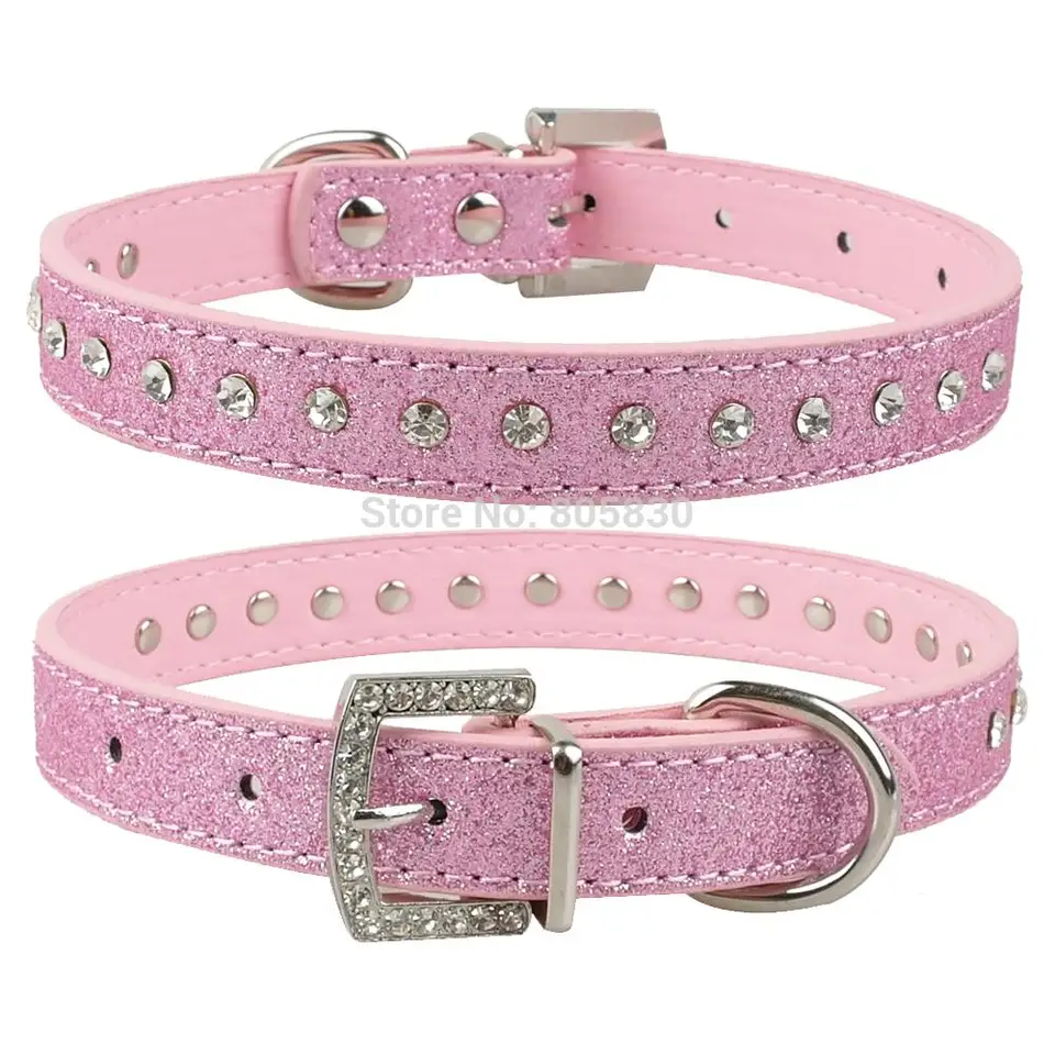 leather diamante dog collar