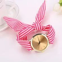 Hot Ladies Watch Fashion fashion watch Women Watch Stripe Floral Cloth Quartz Dial Bracelet Wrist Watch