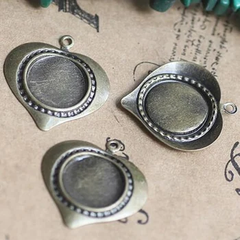 

100pcs/lot Fit 10mm Round Tray Copper Antique bronze//Primary Colors Heart Charms Cameo Cabochons Jewelry Accessory C137