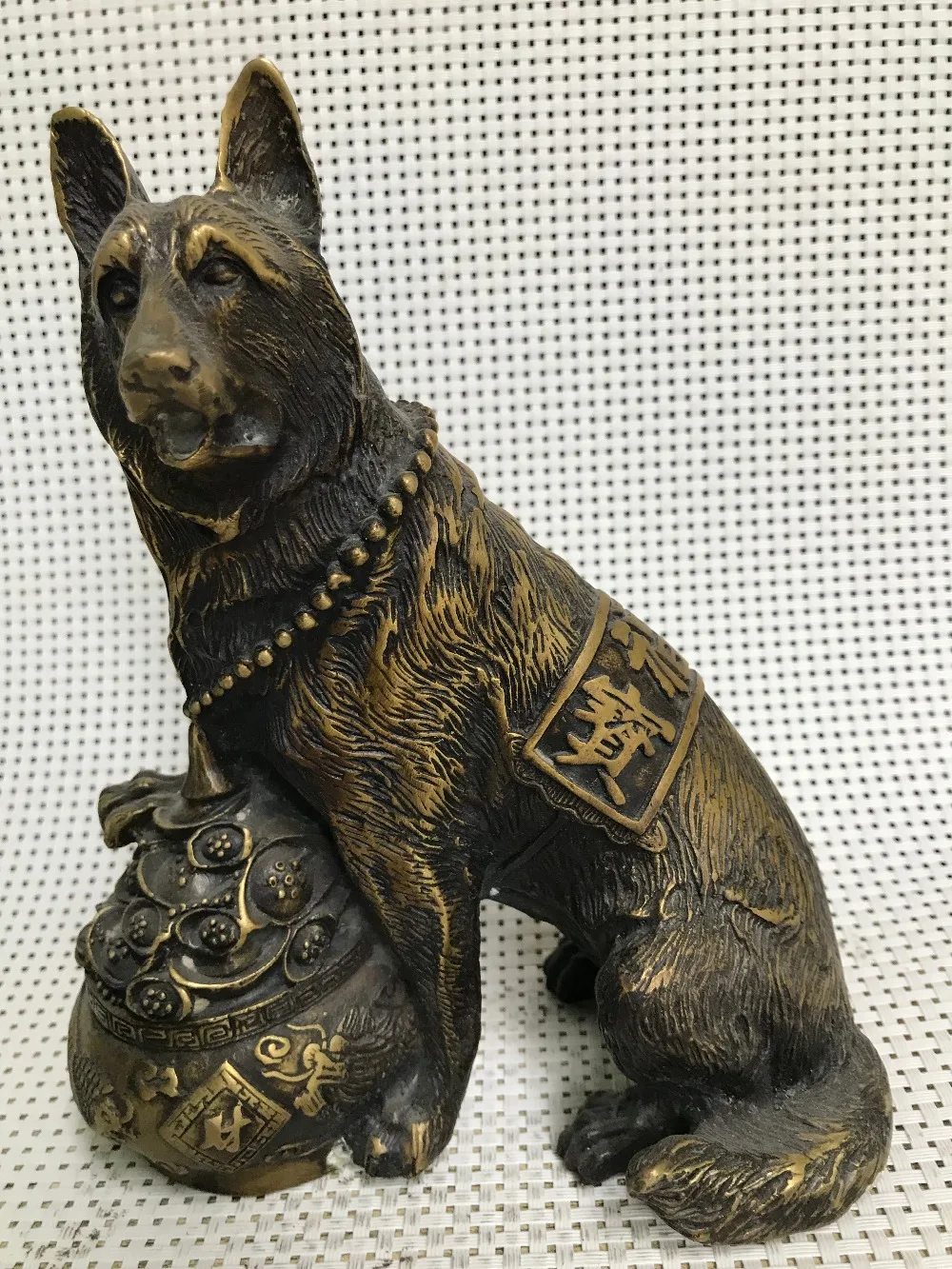 Chinese folk art copper life of lucky dog statues and ornamentsin
